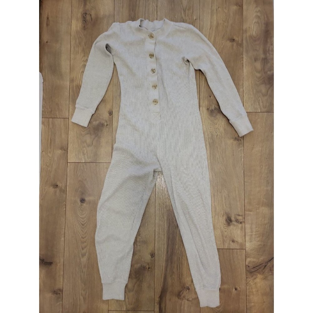 Everlane Womens Waffle Knit One Piece Pajama XS Beige